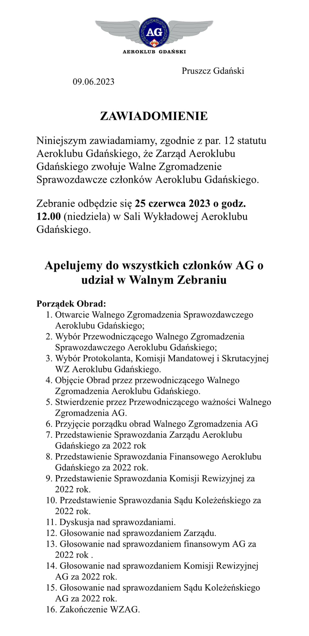Walne Zgromadzenie Sprawozdawcze